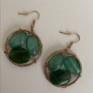 Green stone earrings